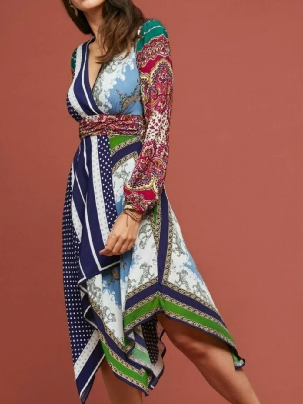 Anthropologie Moulinette Soeurs Scarf Print Dress Size 0 NWT